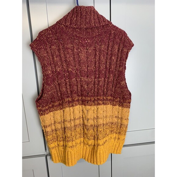 525‎ America Women Sweater Sleeveless Large Ombre Turtleneck cable knit - Picture 5 of 5